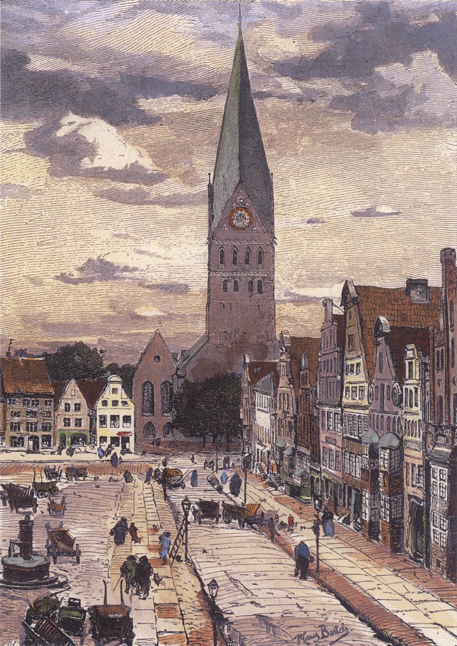 Am Sande (keletre néz a Szent János-templom tornyára) alkotó: Hans von Bartels