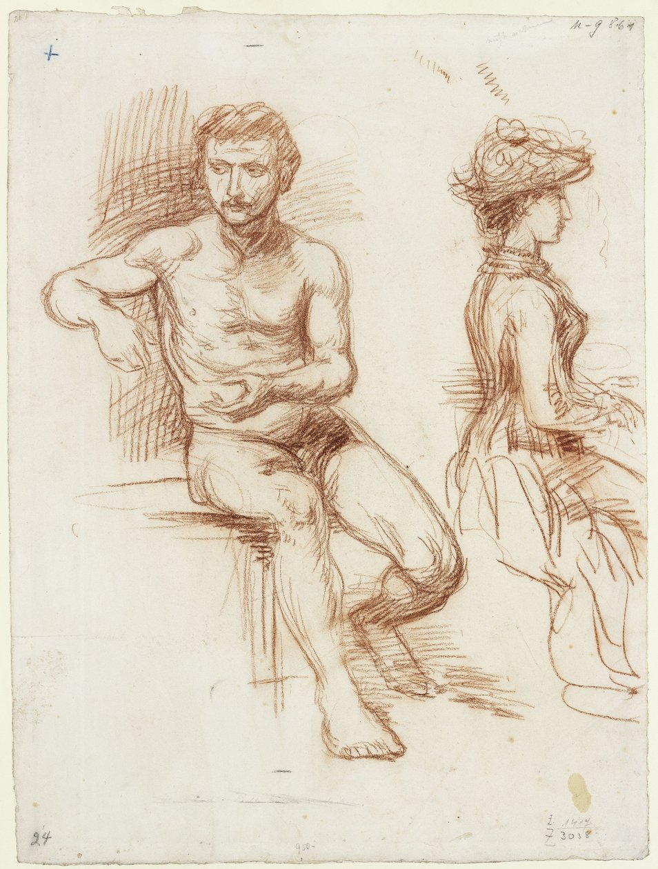 Két terv a „Werbung” szerelmespárjához és más tanulmányok alkotó: Hans von Marées