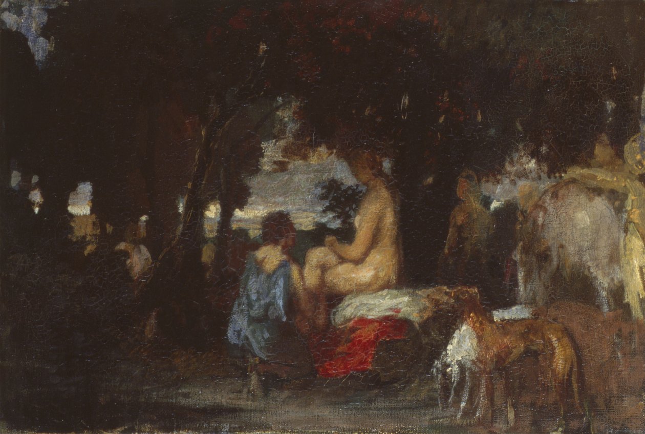 The Bath of Diana, egy tanulmány a Diana nyugalmához, 1863 alkotó: Hans von Marées
