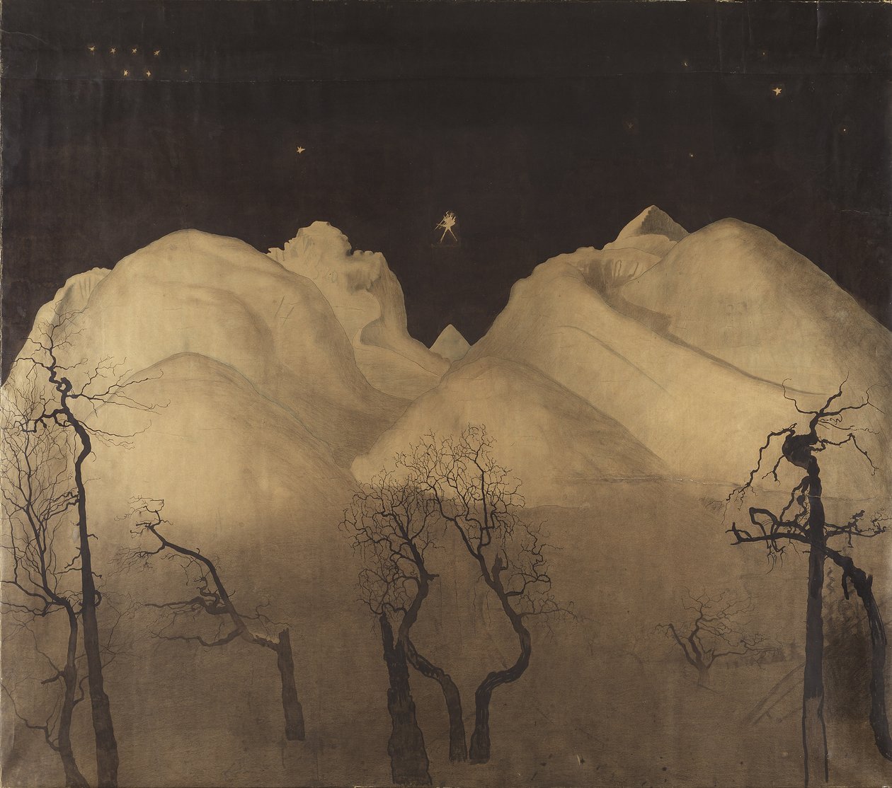 Téli éjszaka a hegyekben. tanulmány, 1902-2 alkotó: Harald Oscar Sohlberg