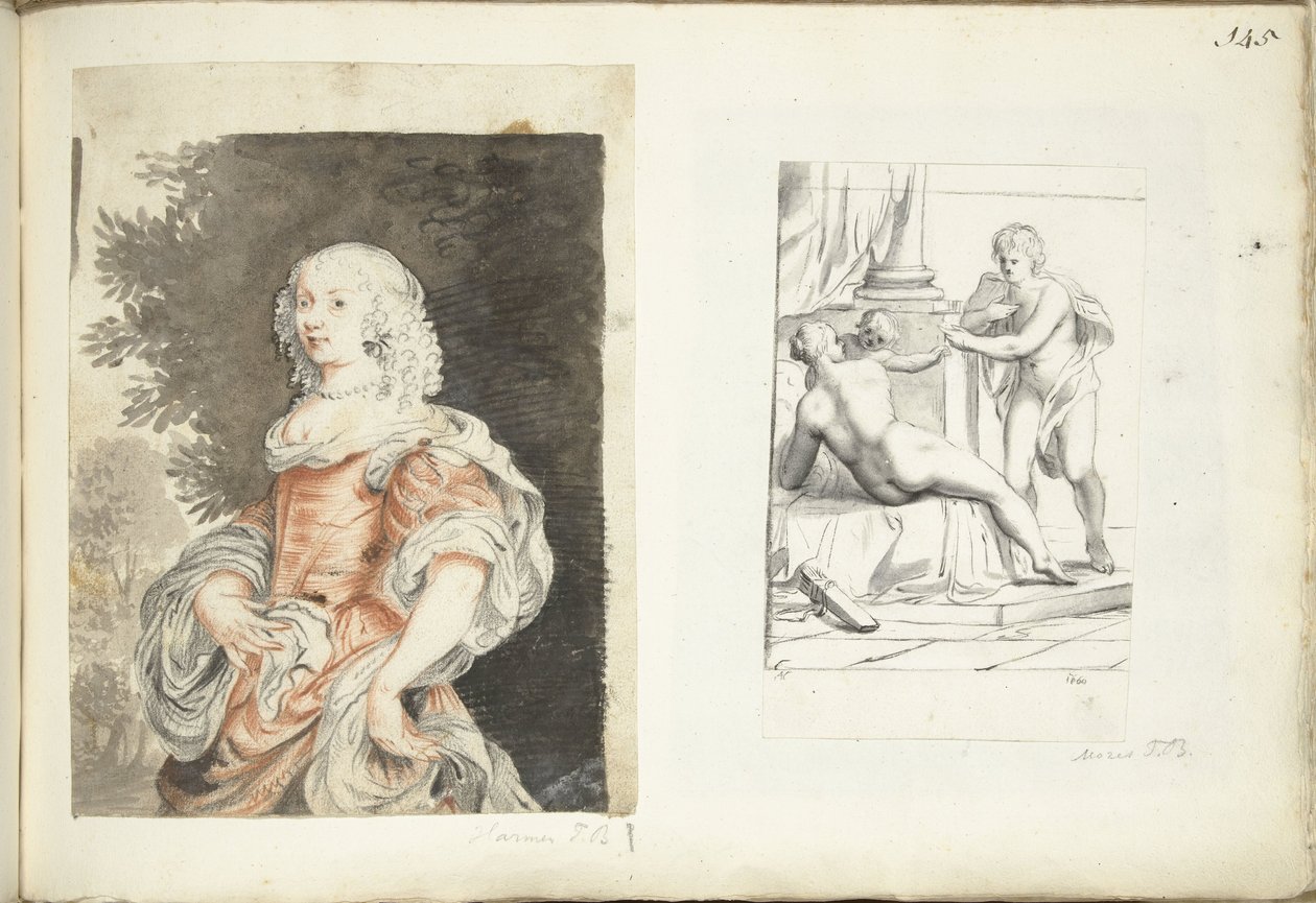 Női portré és Vénusz, Ámor és Mars alkotó: Harmen ter Borch (possibly)