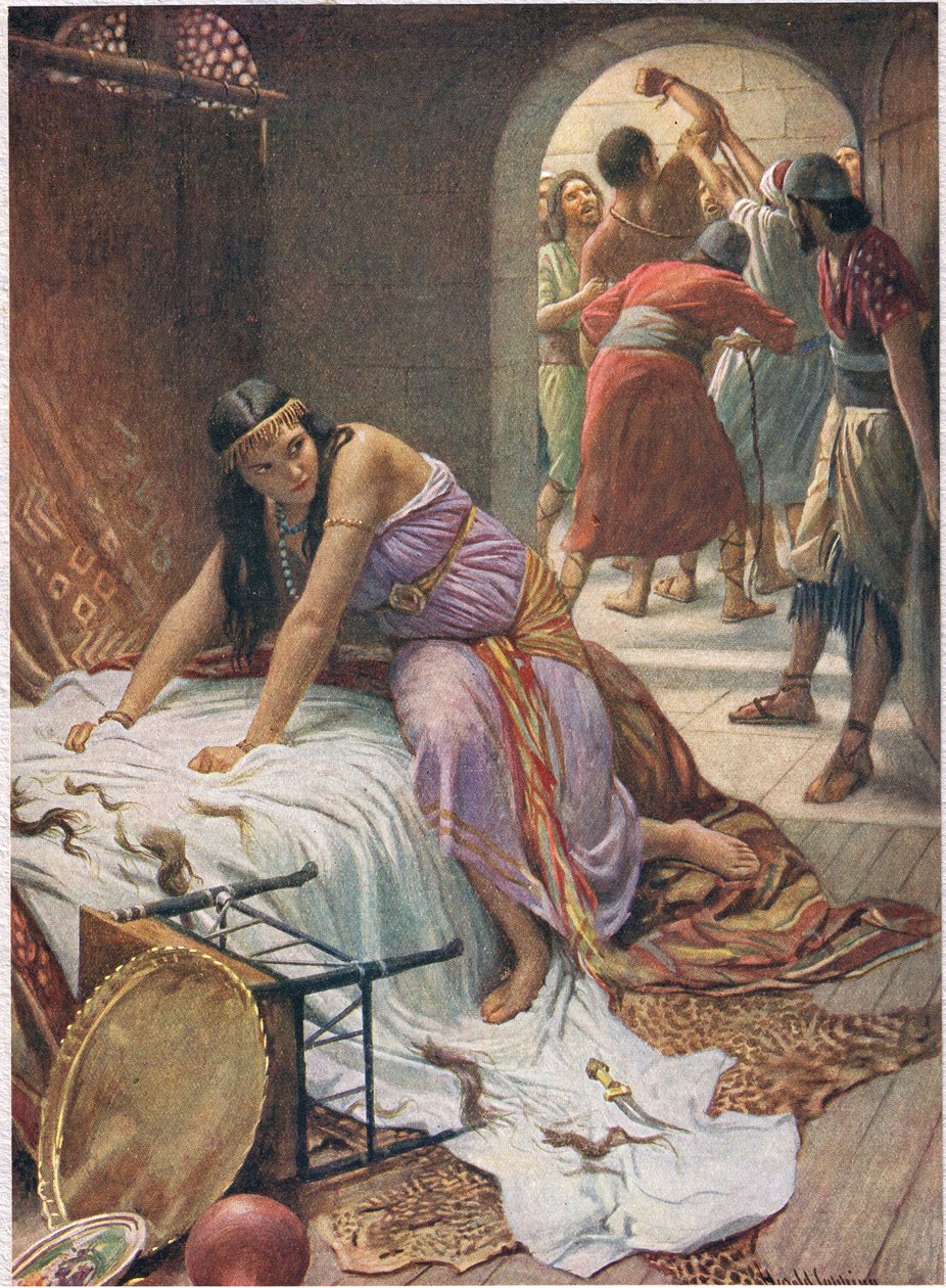 Delilah, illusztráció a „Women of the Bible”-ből, a The Religious Tract Society, 1927 alkotó: Harold Copping