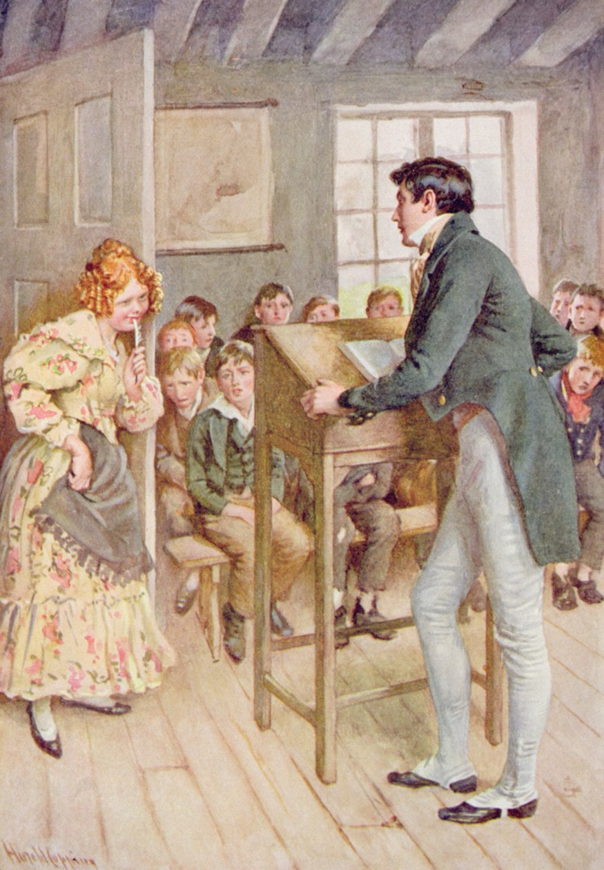 Fanny Squeers és Nicholas Nickleby, illusztráció a Dickens karaktervázlataihoz, B.W. Matz, 1924 alkotó: Harold Copping