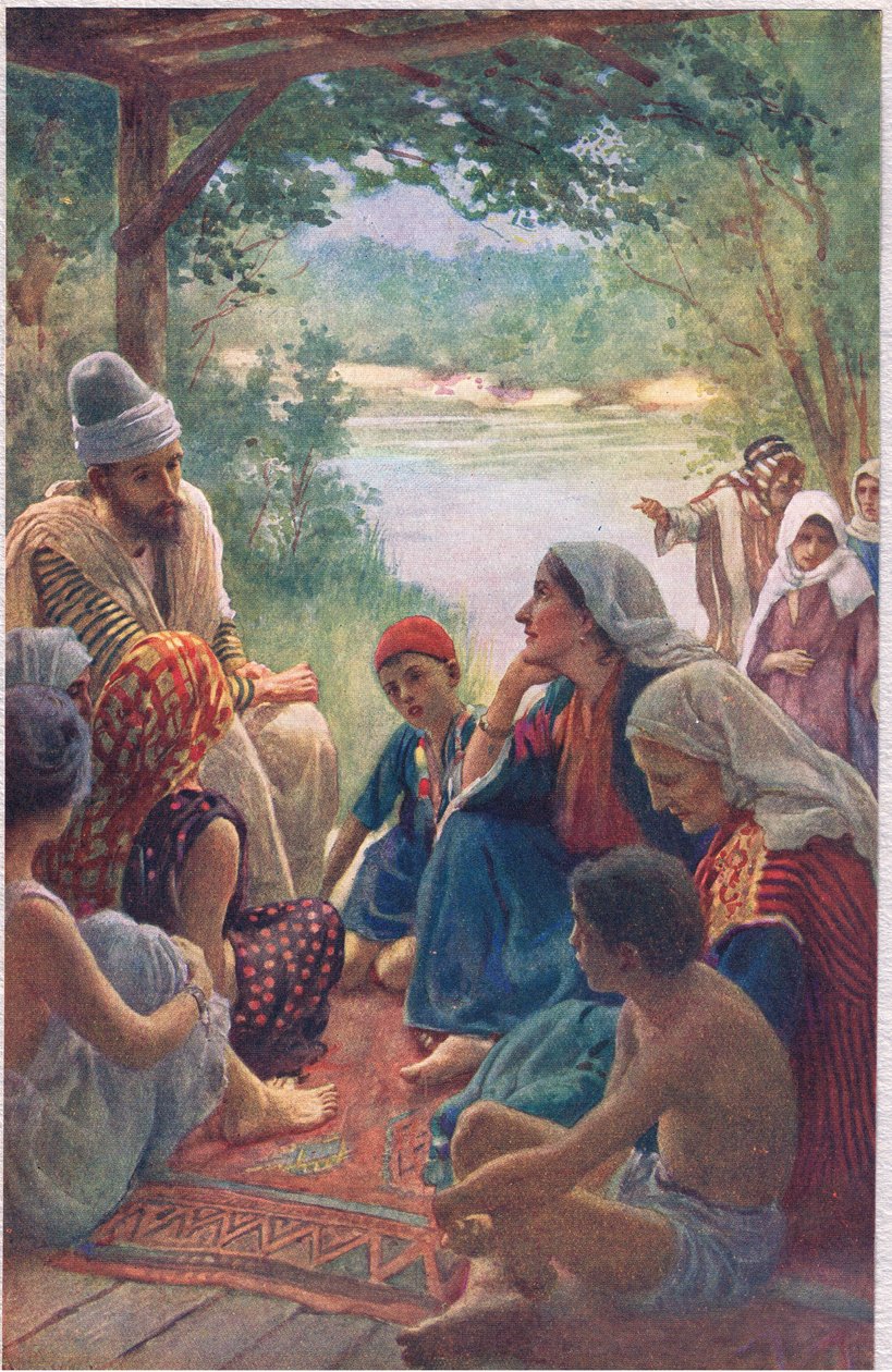 Thiatirai Lydia, illusztráció a „Women of the Bible” című könyvből, a The Religious Tract Society, 1927 alkotó: Harold Copping