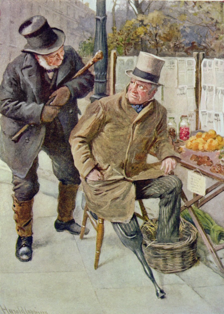 Mr Boffin és Silas Wegg, illusztráció a Dickens karaktervázlataihoz, amelyet B.W. Matz, 1924 alkotó: Harold Copping