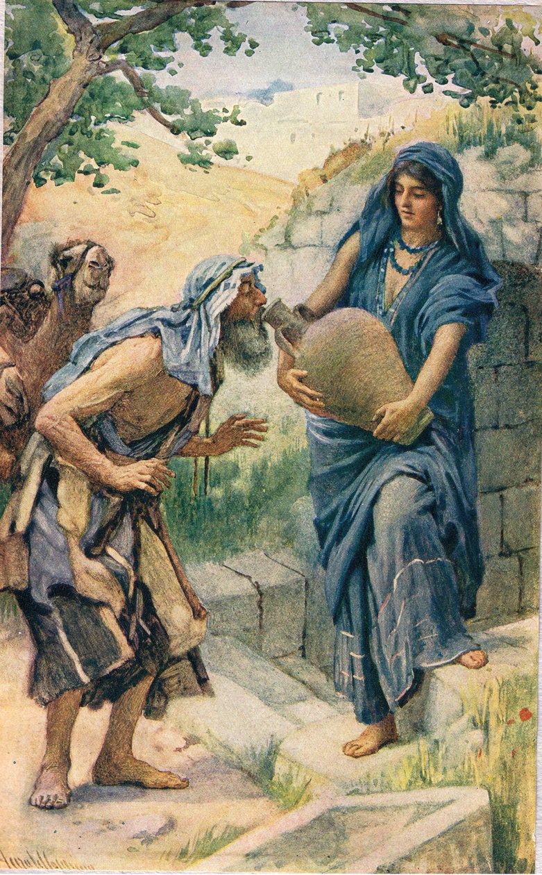 Rebeka, illusztráció a „Women of the Bible” című könyvből, a The Religious Tract Society, 1927 alkotó: Harold Copping