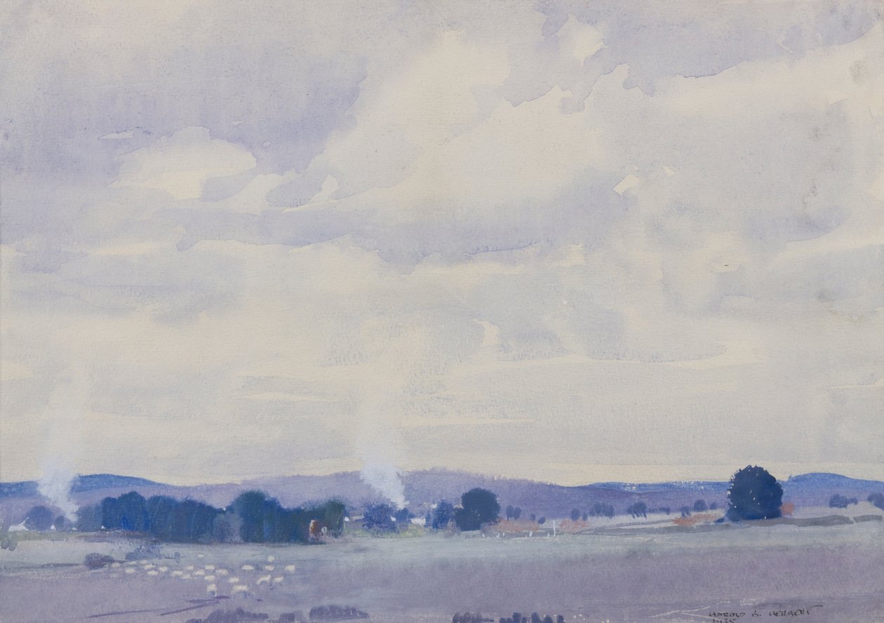 Sheep country, Victoria, 1935 (wc és gouache, papír) alkotó: Harold Brocklebank Herbert