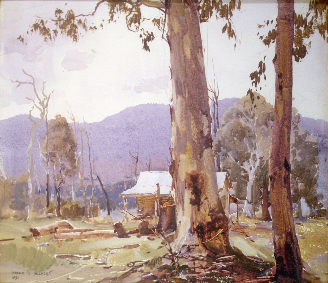 A telepesek otthona Kiewa Valley-ben, Victoria államban alkotó: Harold Brocklebank Herbert