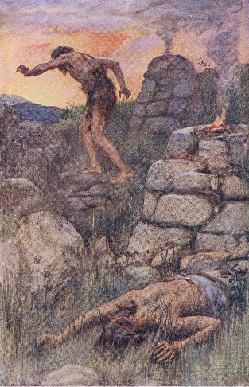 Káin és Ábel, illusztráció a Pictures That Teach The Crown sorozatból, 1920 alkotó: Harold Copping