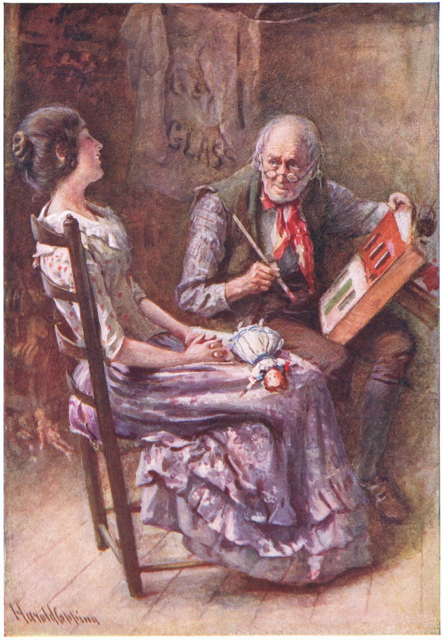 Caleb Plummer és vak lánya, illusztráció a Dickens karaktervázlataihoz, B.W. Matz alkotó: Harold Copping