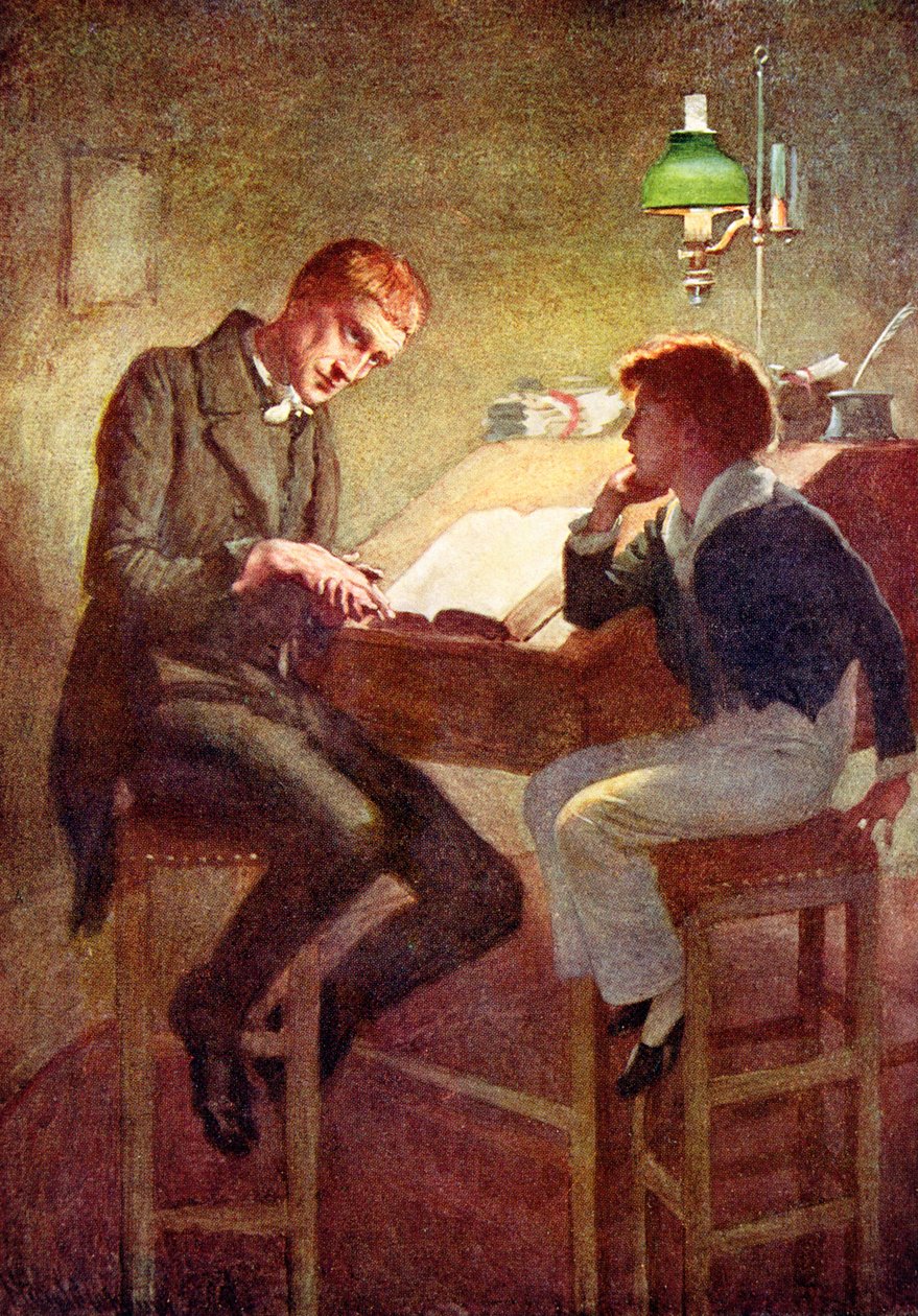 David Copperfield és Uriah Heep, illusztráció a Dickens karaktervázlataihoz, B.W. Matz, 1924 alkotó: Harold Copping