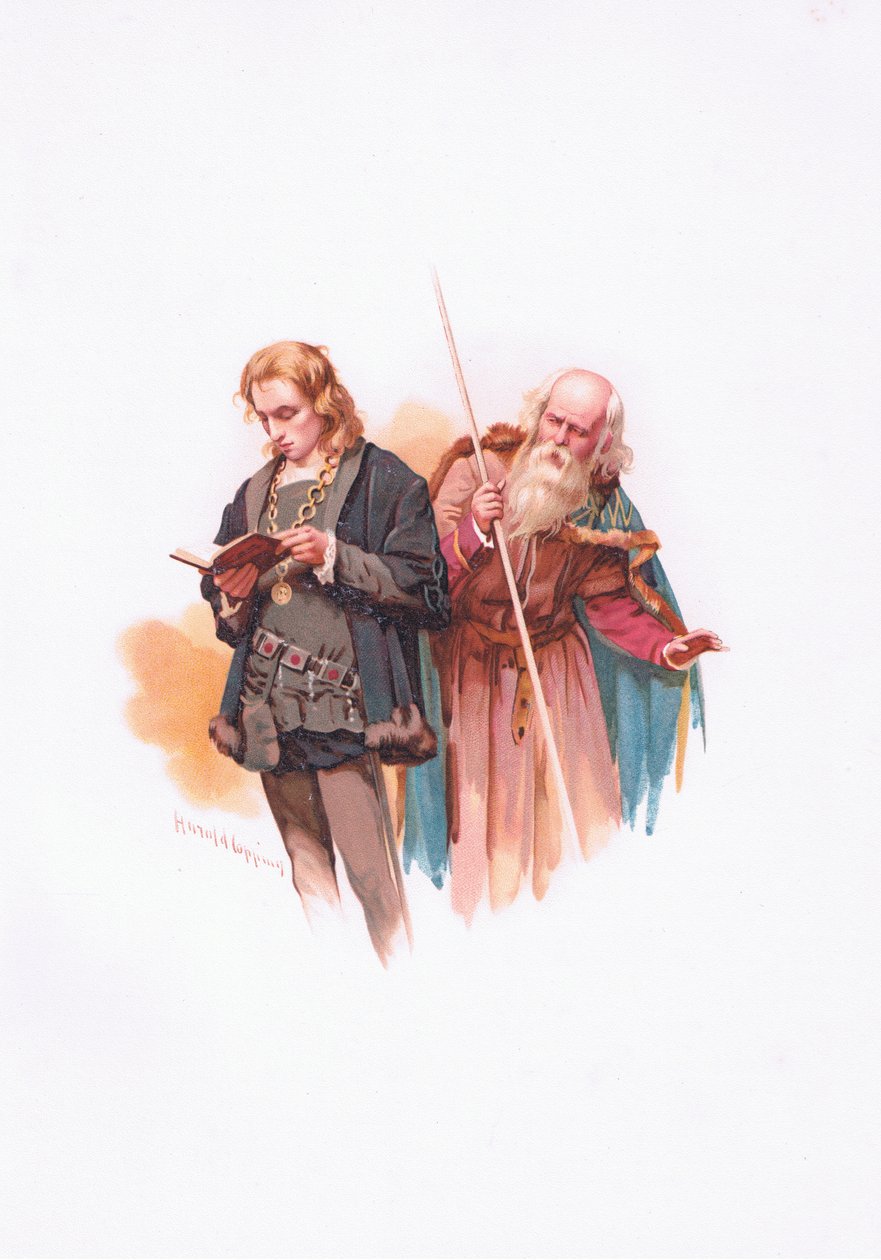 Hamlet és Polonius, illusztráció a Hamletből alkotó: Harold Copping