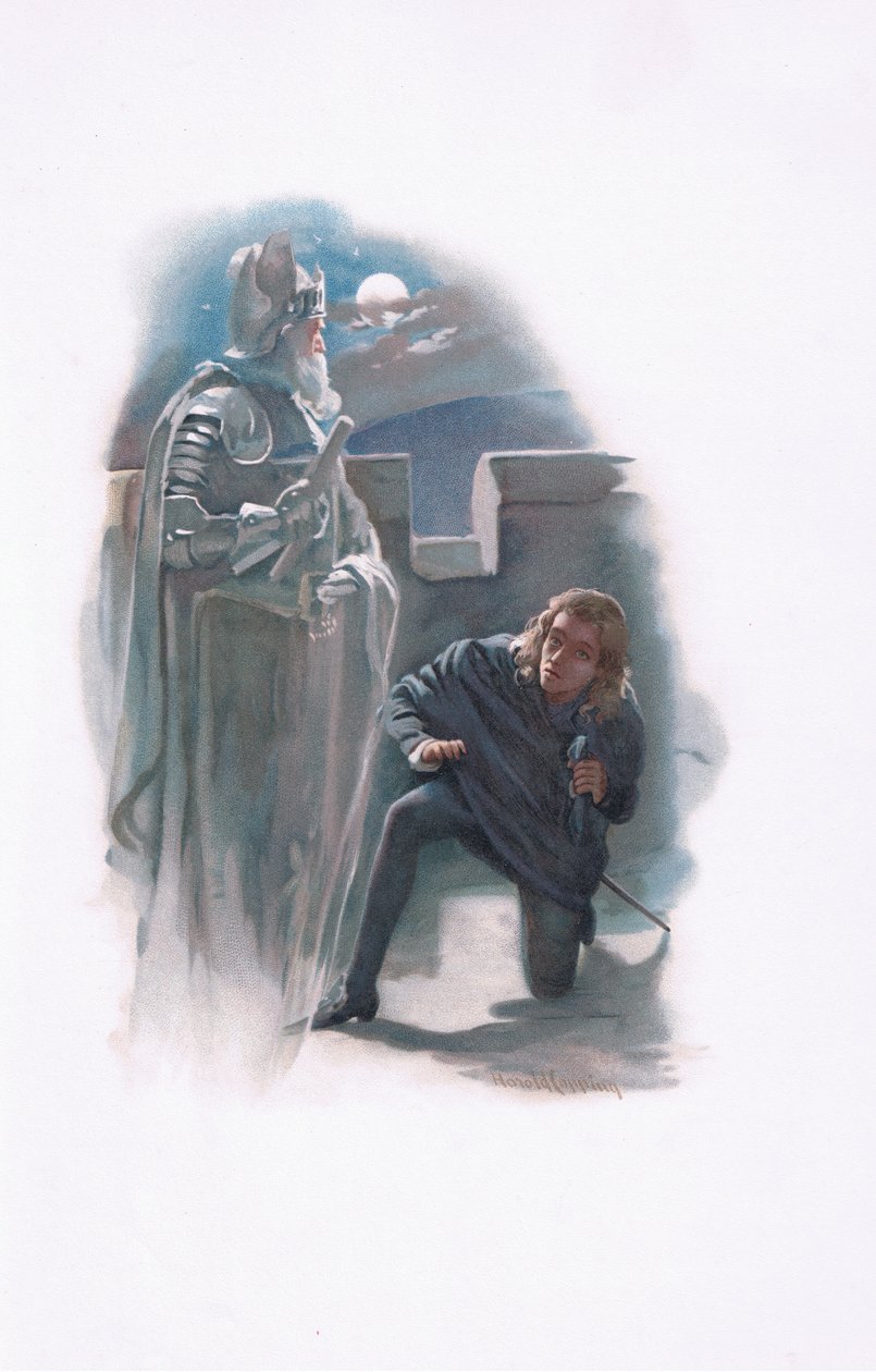 Hamlet és a szellem, illusztráció a Hamletből alkotó: Harold Copping