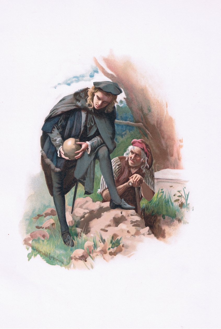 Hamlet és a temető, illusztráció a Hamletből alkotó: Harold Copping