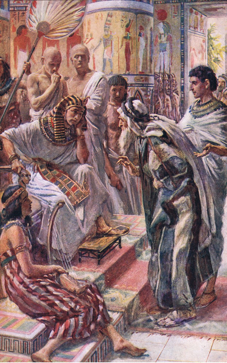 Jákob a fáraó előtt, illusztráció a Pictures That Teach The Crown sorozatból, 1920 alkotó: Harold Copping