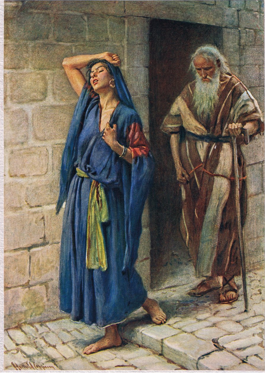 Jeroboam felesége, illusztráció a „Women of the Bible” című könyvből, a The Religious Tract Society kiadásában alkotó: Harold Copping