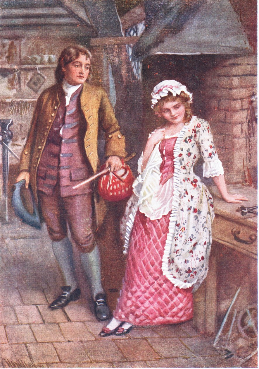 Joe Willet és Dolly Varden, illusztrációk a Dickens karaktervázlataihoz, B.W. Matz alkotó: Harold Copping