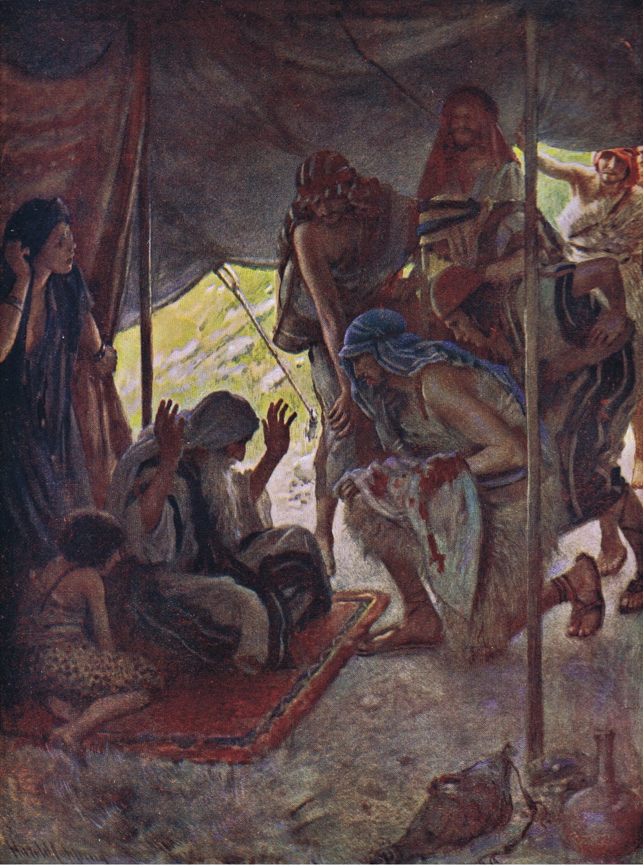 Josephs kabát Jacobnak hozott, illusztráció a Pictures That Teach The Crown sorozatból, 1920 alkotó: Harold Copping