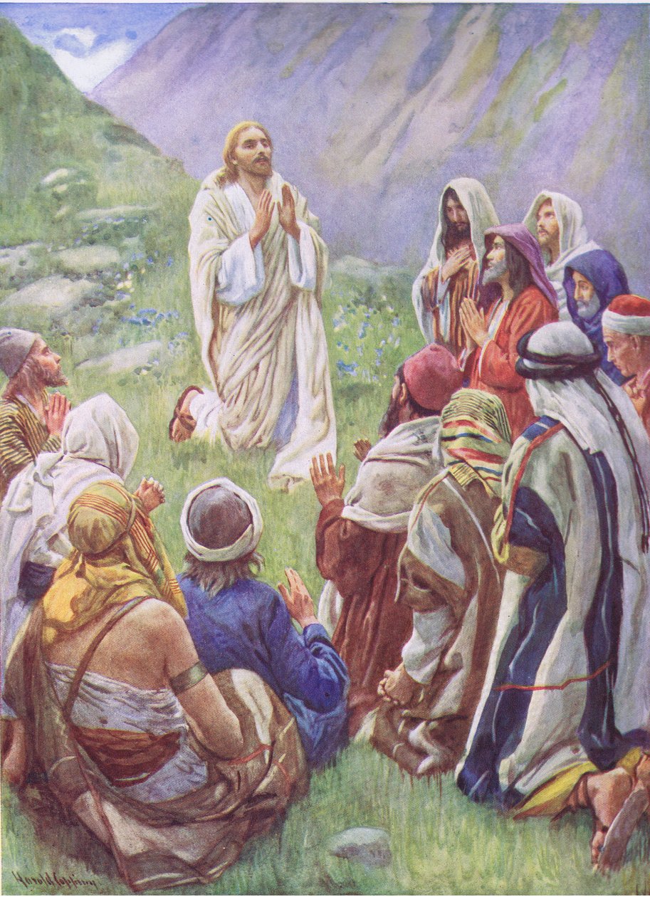 Az Úr taníts meg minket, hogyan kell imádkozni, illusztráció a Pictures That Teach The Crown sorozatból, 1920 alkotó: Harold Copping