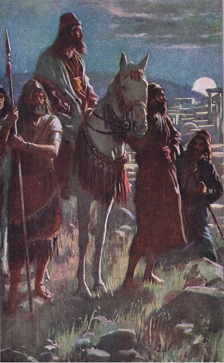 Nehémiás éjféli felmérése, illusztráció a Pictures That Teach The Crown sorozatból, 1920 alkotó: Harold Copping