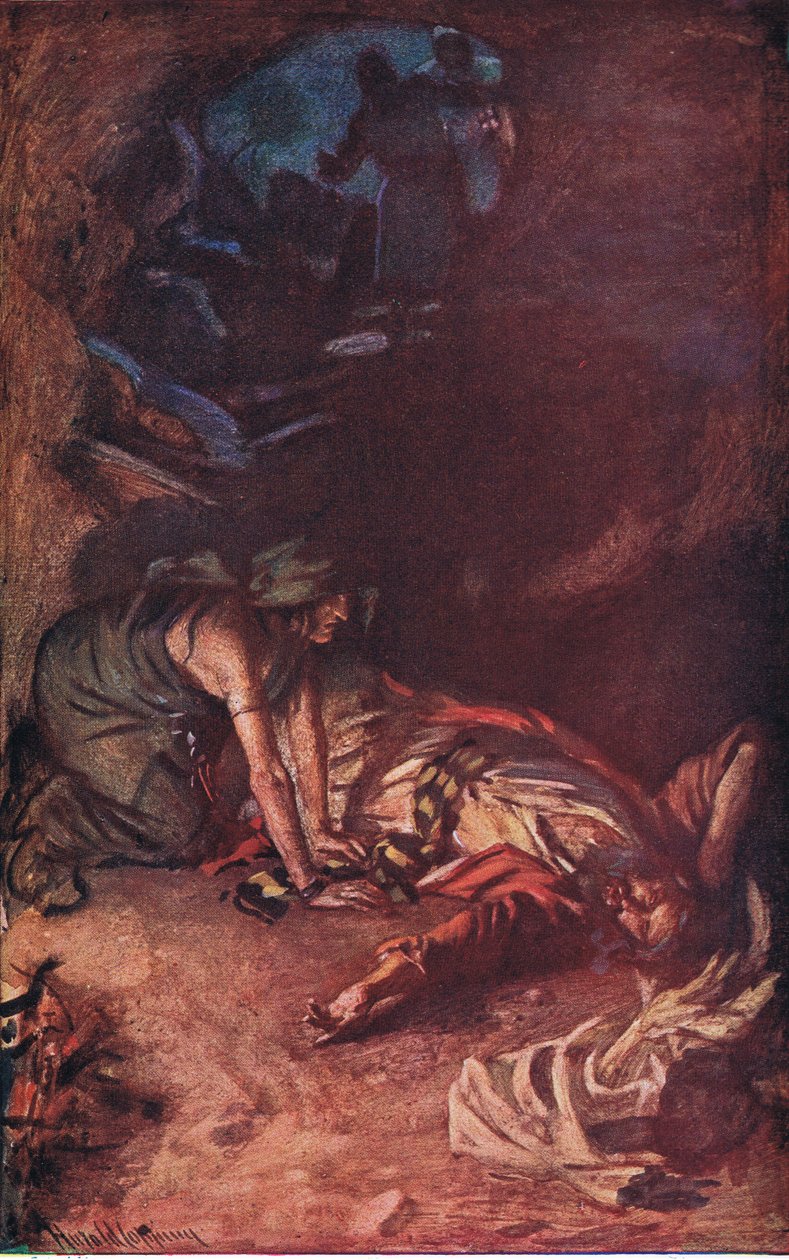 Saul és a boszorkány, illusztráció a Pictures That Teach The Crown sorozatból, 1920 alkotó: Harold Copping