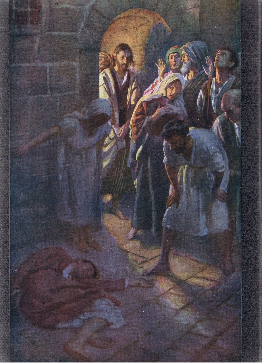 Eutychus bukása, illusztráció: Harold Copping Pictures: The Crown Series, 1920-as évek alkotó: Harold Copping