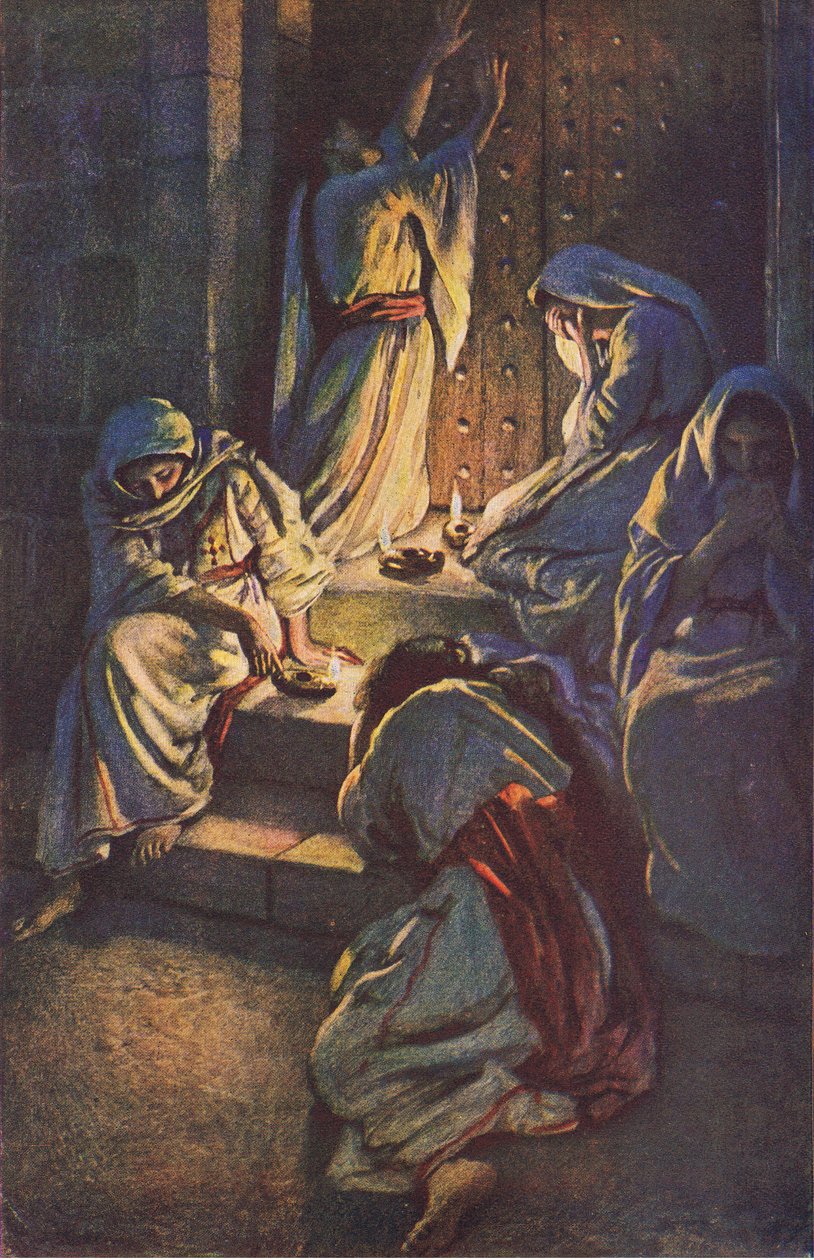 Az ostoba szüzek, illusztráció a Harold Copping Pictures: The Crown Series-ből, 1920-as évek alkotó: Harold Copping