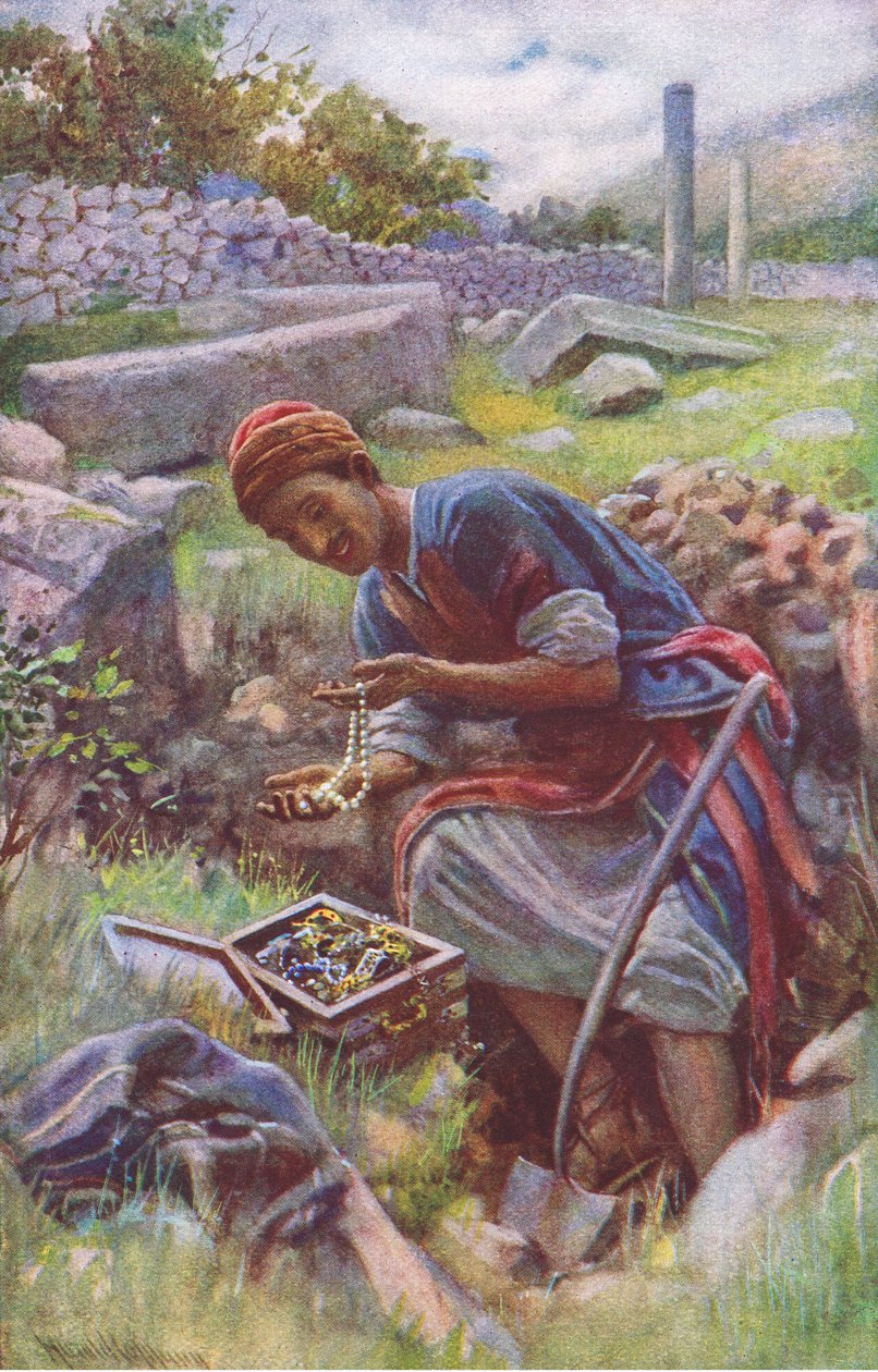 Az elrejtett kincs, a Harold Copping Pictures: The Crown Series illusztrációja, 1920-as évek alkotó: Harold Copping