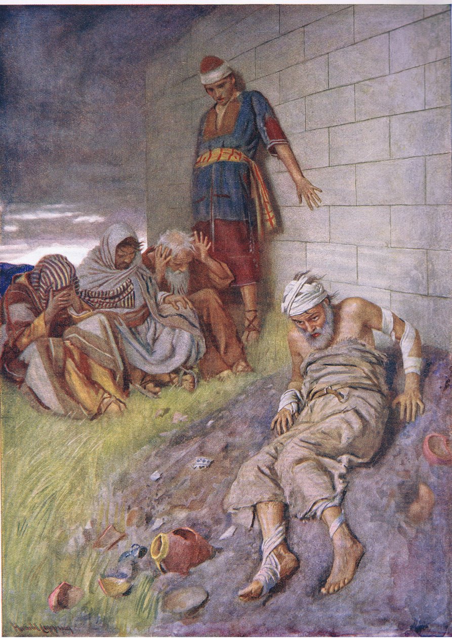 Jób türelme, illusztráció a Pictures That Teach The Crown sorozatból, 1920 alkotó: Harold Copping