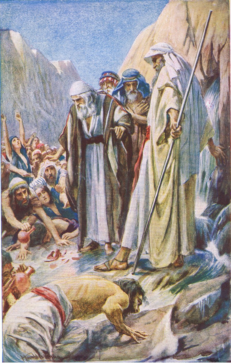 A szikla beverése, illusztráció a Pictures That Teach The Crown sorozatból, 1920 alkotó: Harold Copping