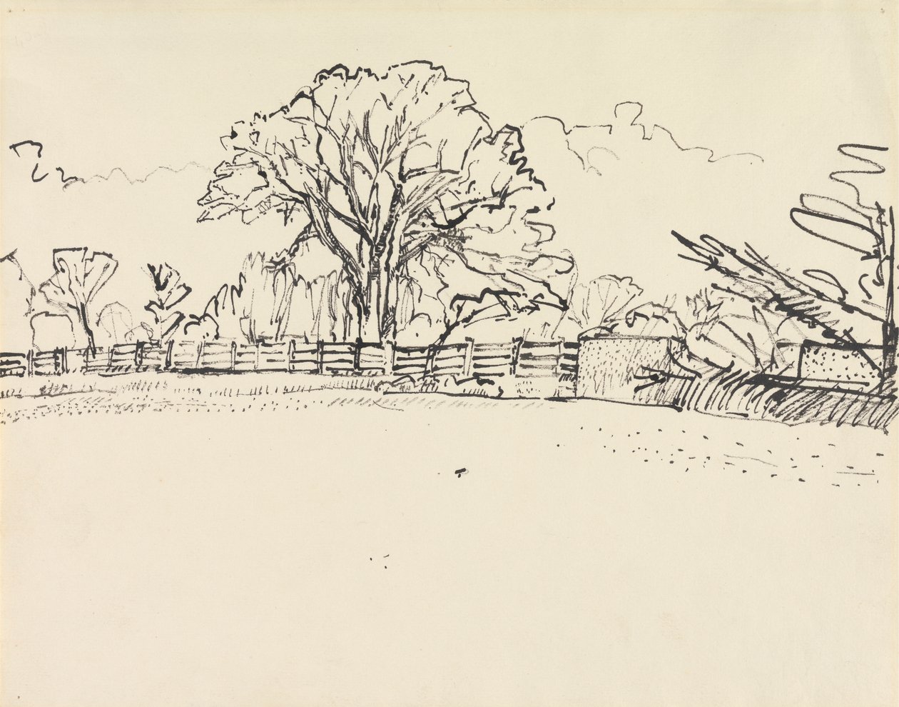 Táj kerítéssel alkotó: Harold Gilman