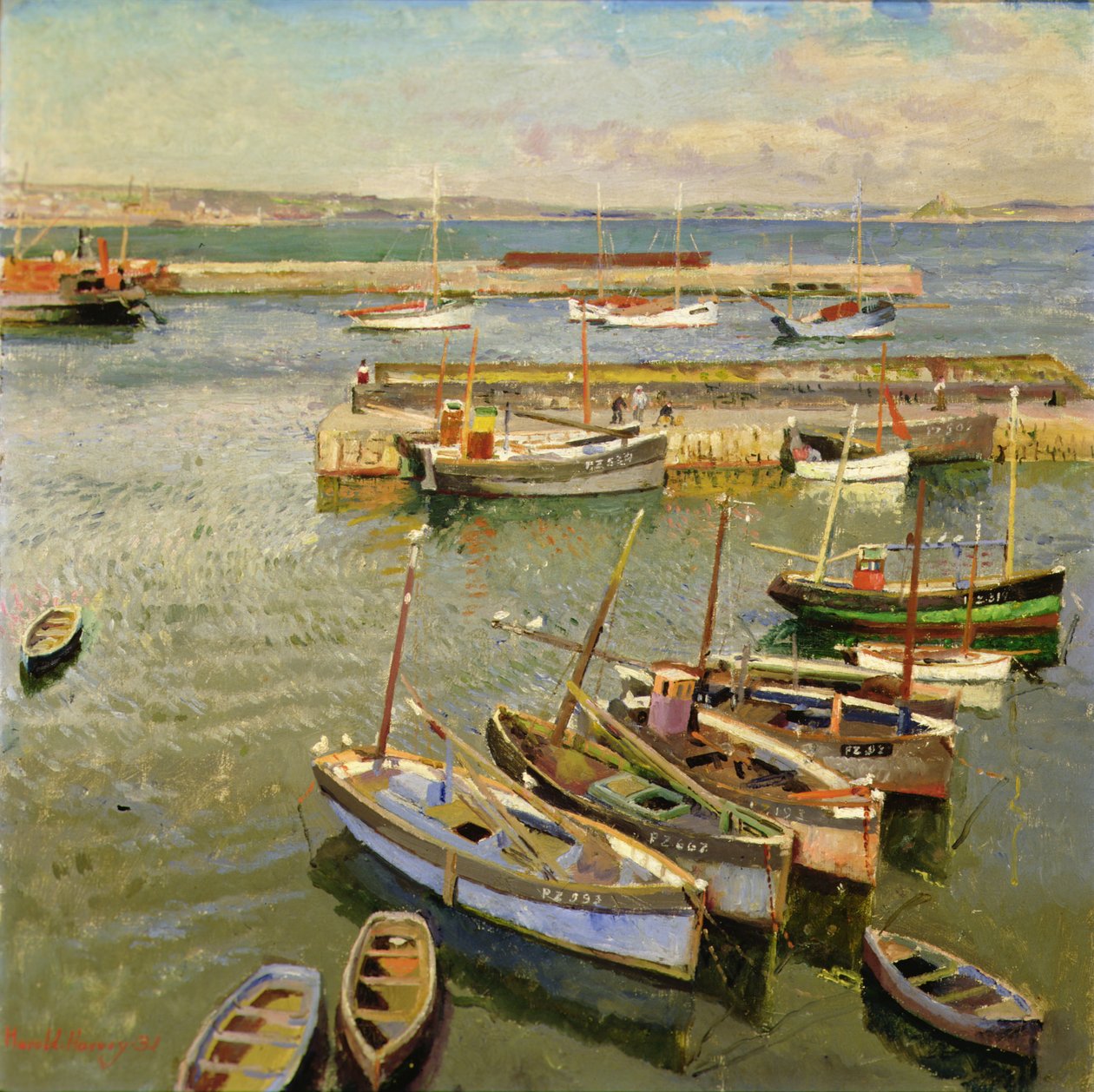 Hajók, Newlyn kikötője alkotó: Harold Harvey