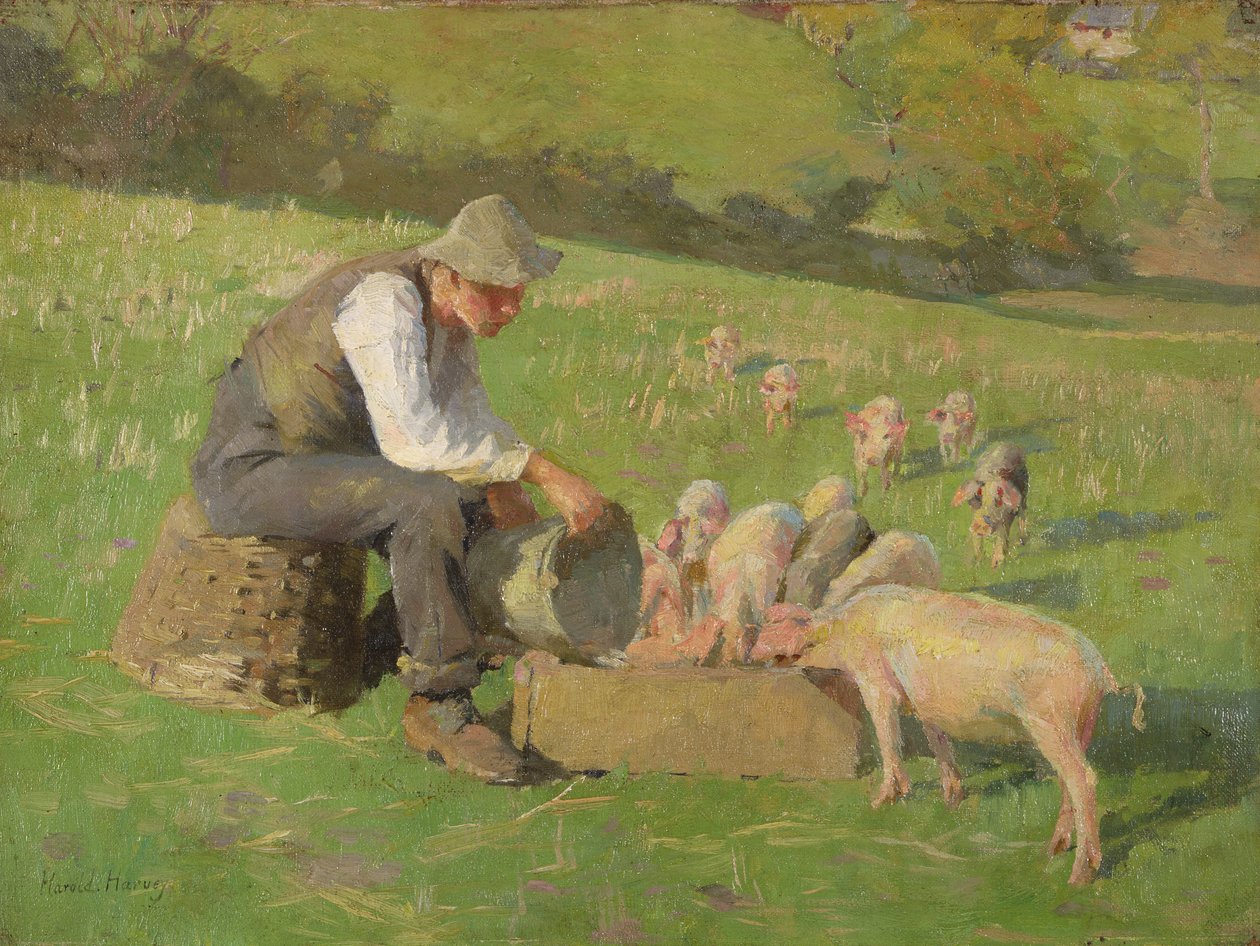 Etetési idő (olaj, vászon) alkotó: Harold Harvey