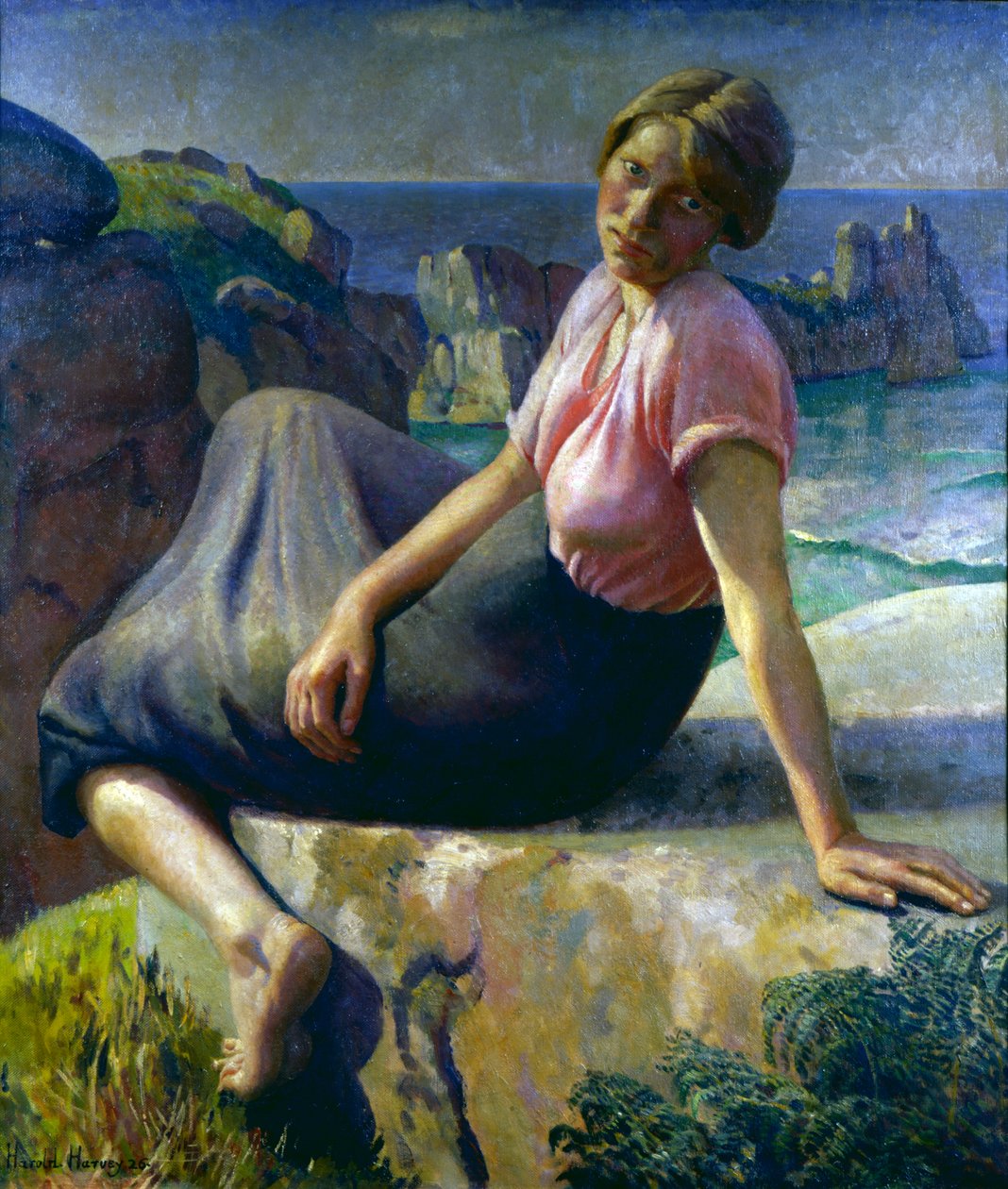 Lány egy sziklán alkotó: Harold Harvey