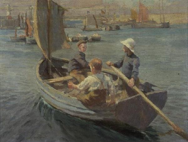 Vitorlázás Newlyn kikötőjében alkotó: Harold Harvey
