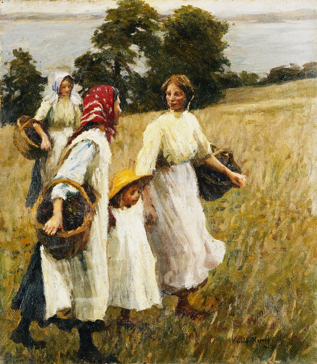 The Blackberry Harvest, 1908 körül (olaj, vászon) alkotó: Harold Harvey
