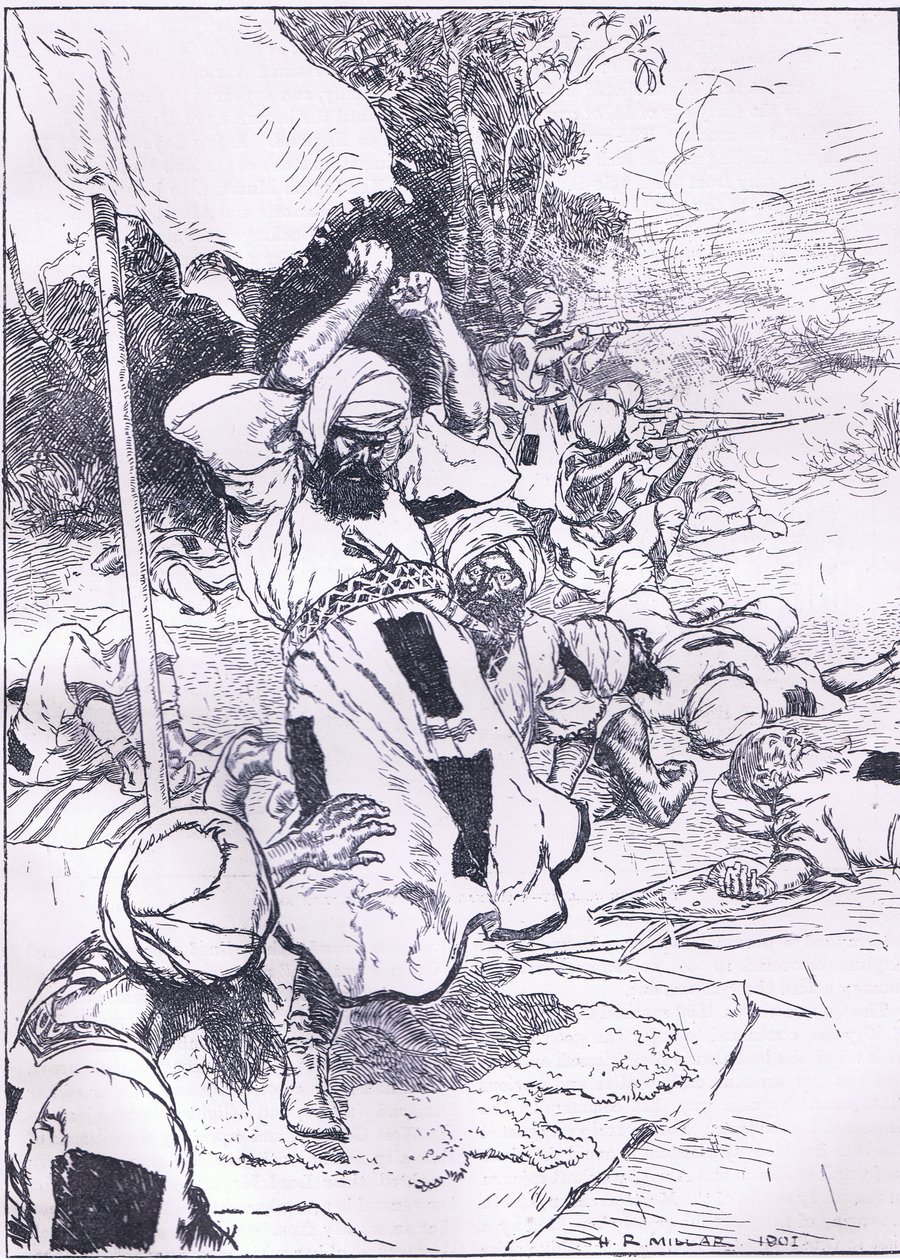 A Khalifa halála, illusztráció: Cassells History of England, 1900-as évek alkotó: Harold Robert Millar