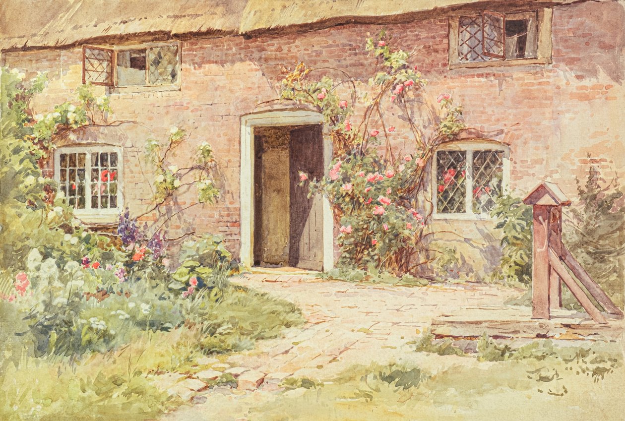Rózsák a házikó ajtaja körül, Wilmington (akvarell) alkotó: Harold Swanwick