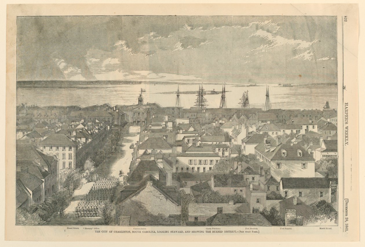 The City of Charleston, South Carolina, Looking Seaward és Showing the Burned District, Harper