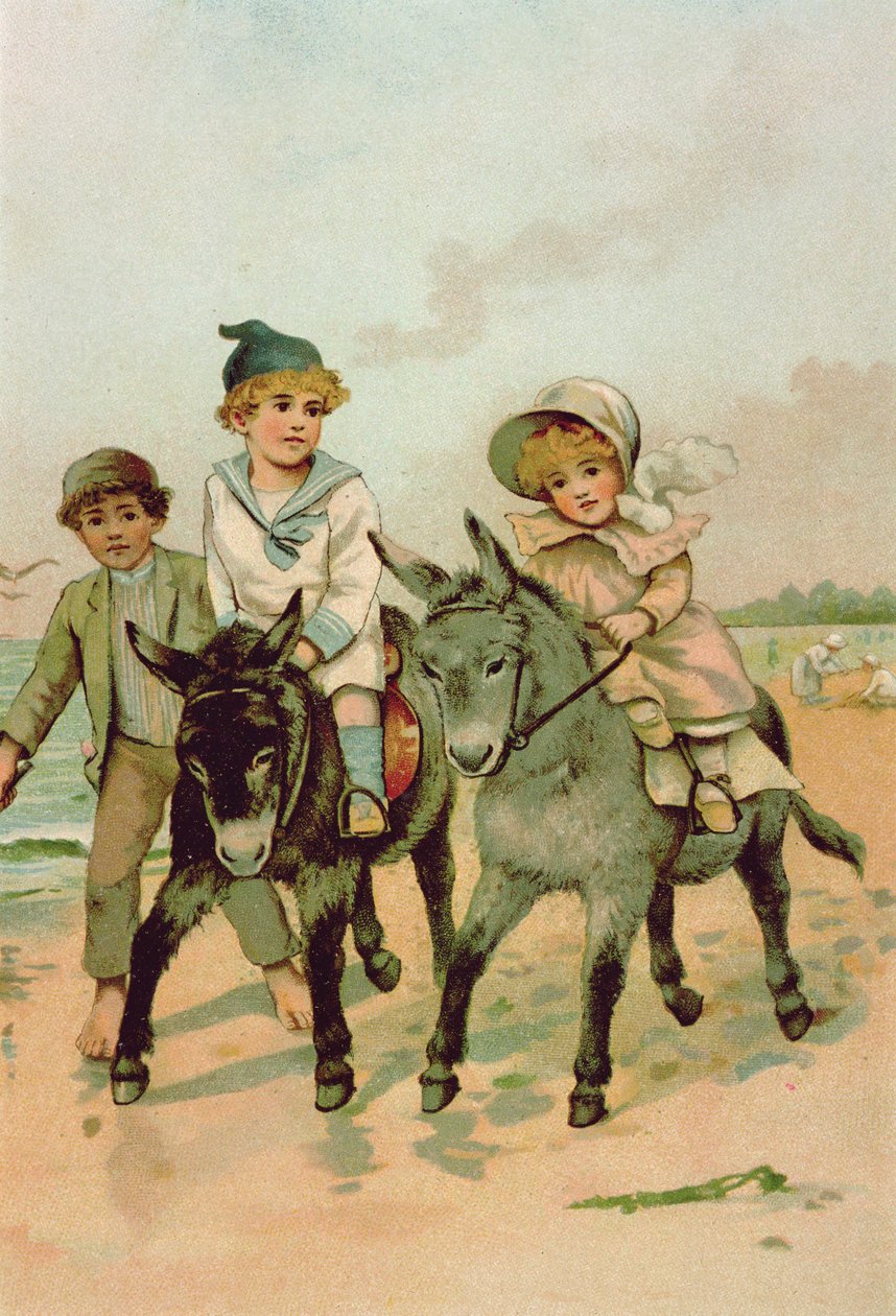 Gyerekek szamárlovaglás a tengerparton alkotó: Harriet M. Bennett