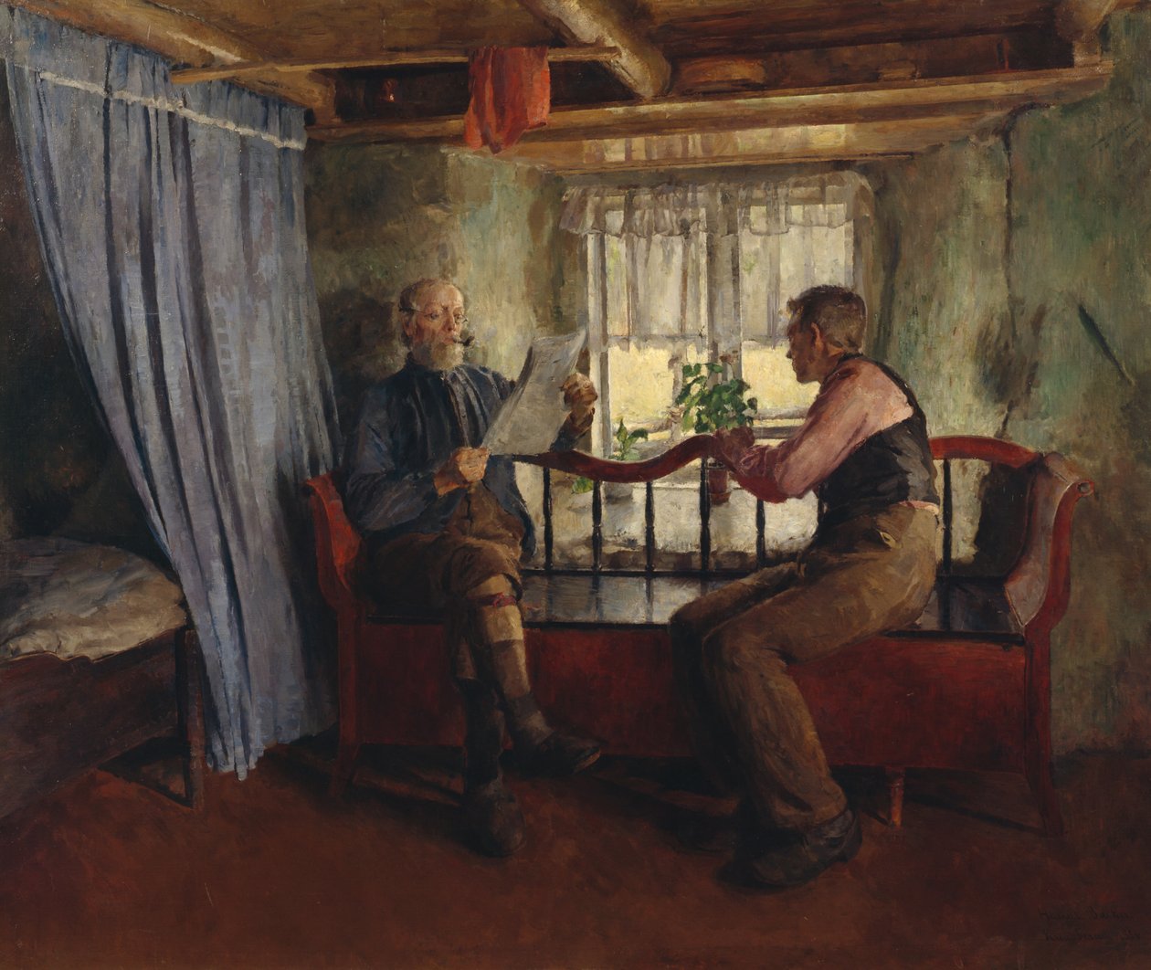 Egy parasztház nappalijában alkotó: Harriet Backer