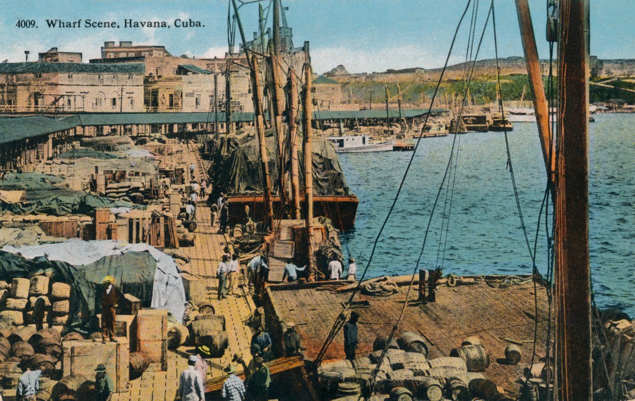 Wharf Scene, Havanna, Kuba, 1910 alkotó: Harris Bros and Co