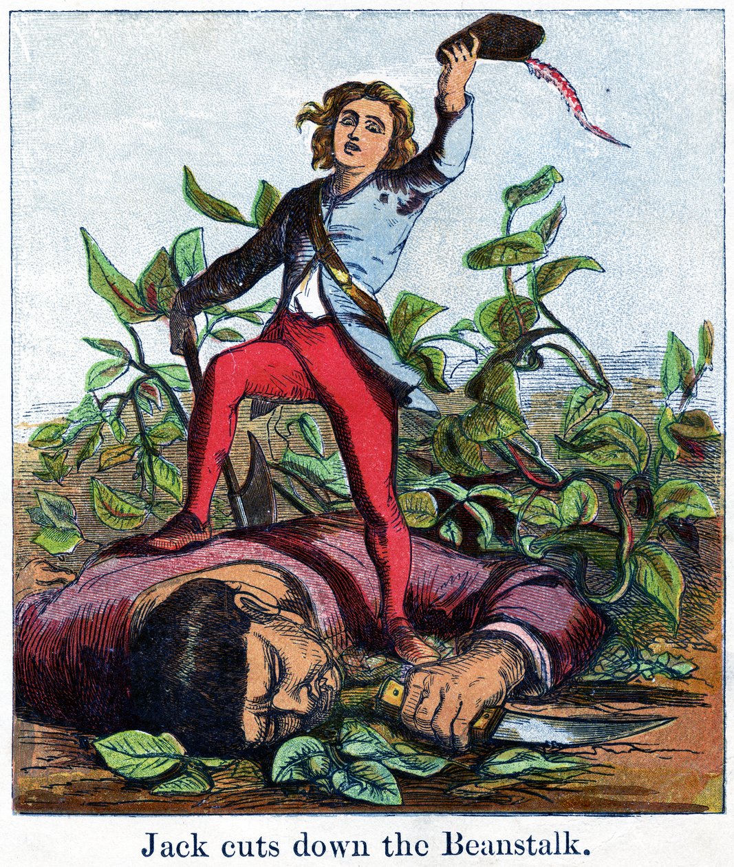Jack levágja a babszárat, 1867 (chromolitho) alkotó: Harrison William Weir