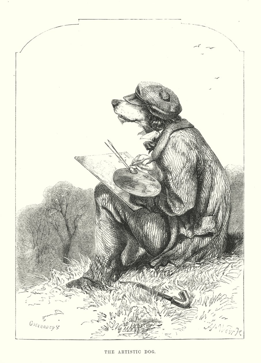 Vicces kutyák: A művészi kutya (metszet) alkotó: Harrison William Weir