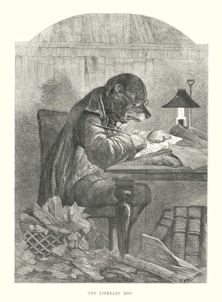 Vicces kutyák: Az irodalmi kutya (metszet) alkotó: Harrison William Weir