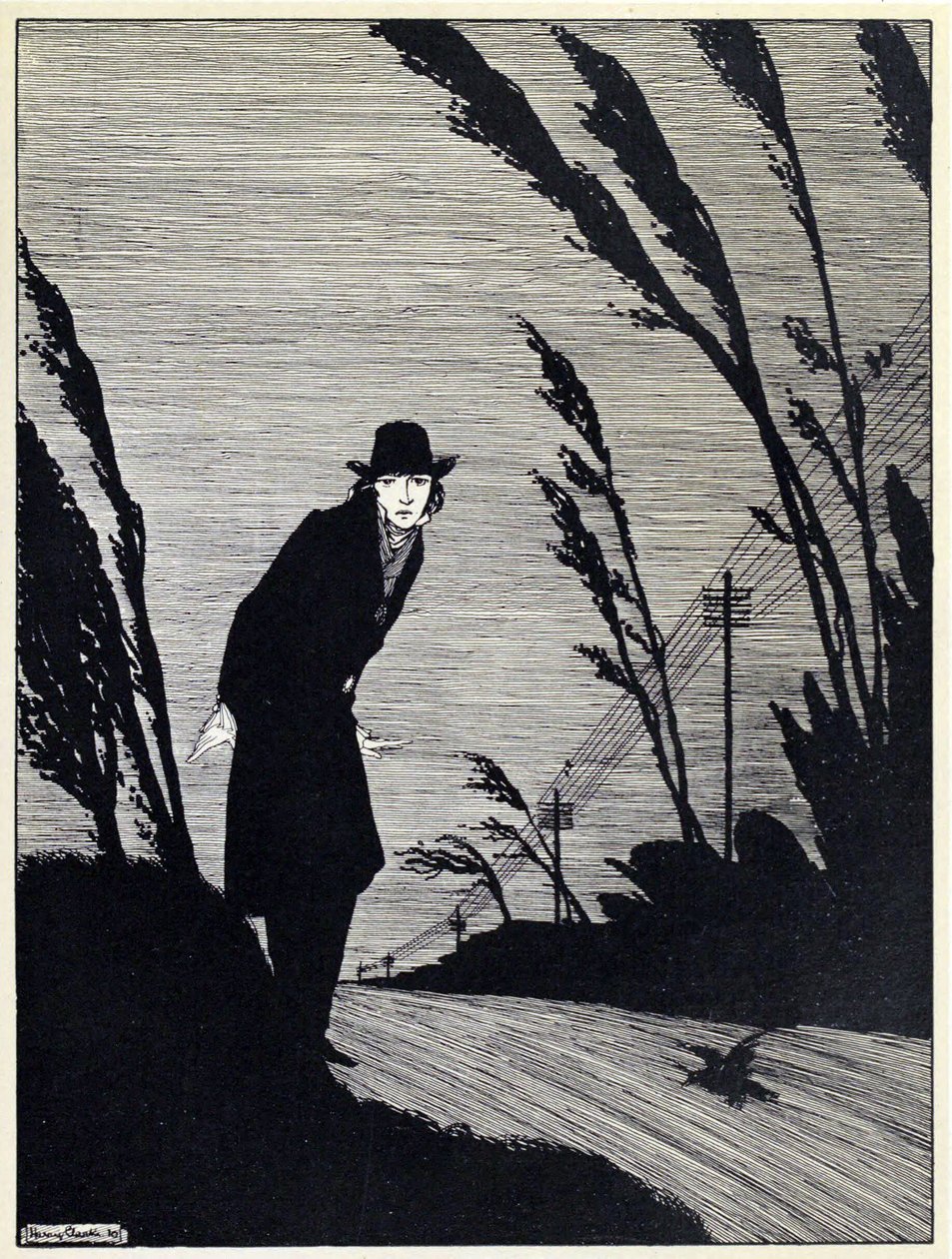 A közepette egy hideg fehér arc volt, a The Years at the Spring kocsmából. 1920 alkotó: Harry Clarke