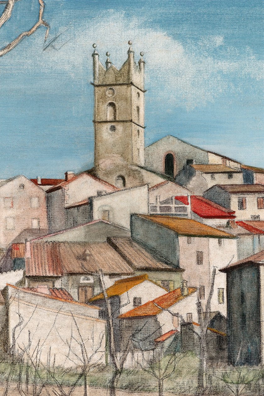 Kora tavasz, kilátás egy gyümölcsösön keresztül, 1925 körül, olaj, vászon, 244479 részlet alkotó: Harry Morley