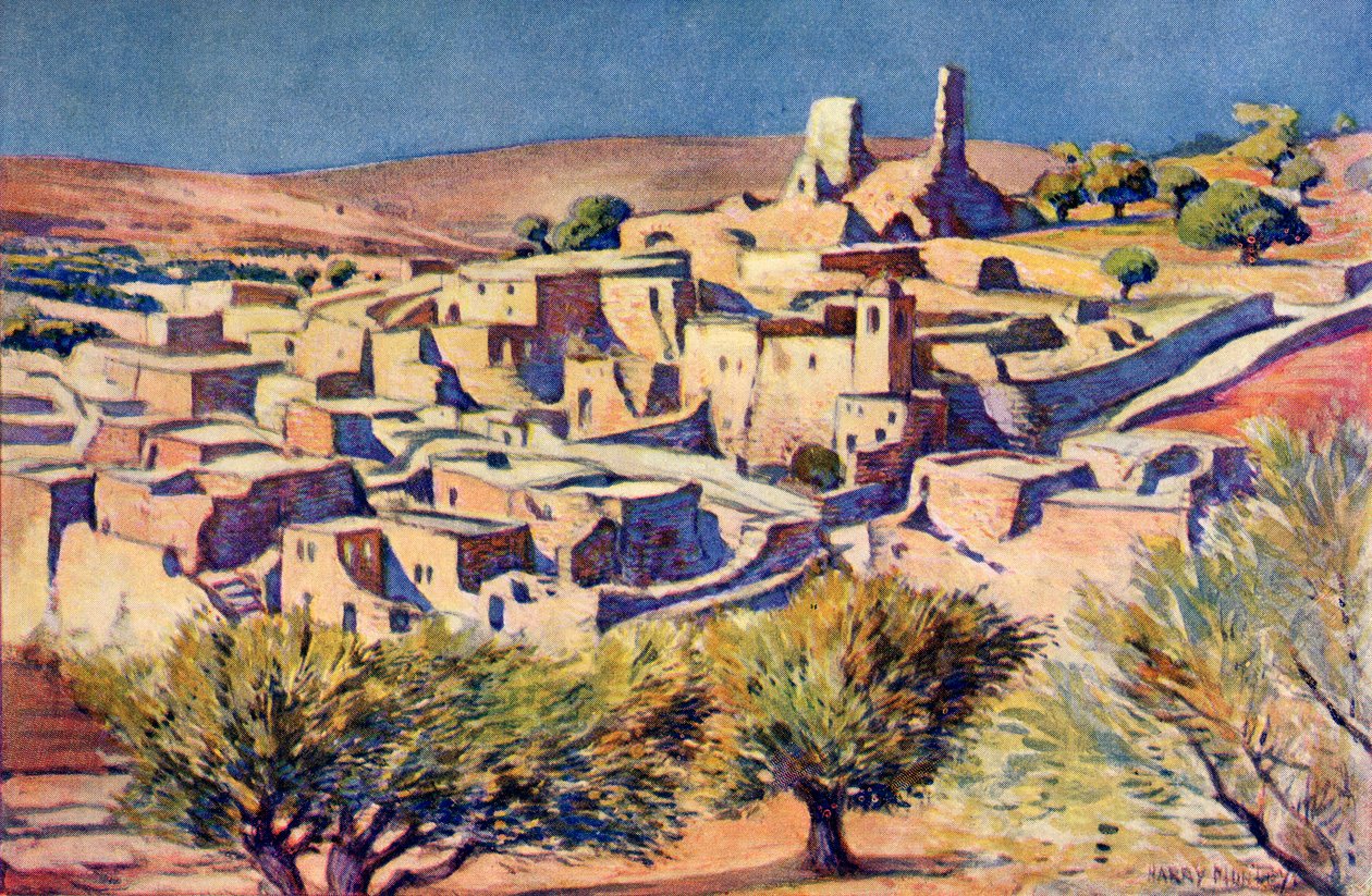 A bibliai falu, Bethany, Jeruzsálem közelében, 1910 körül alkotó: Harry Morley