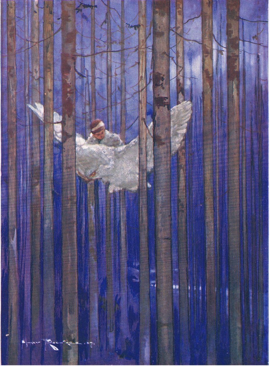 A bagoly és Gilbert pompásan lovagoltak a holdfényben (A Forest Foundling-ból) (színes litó) alkotó: Harry Rountree