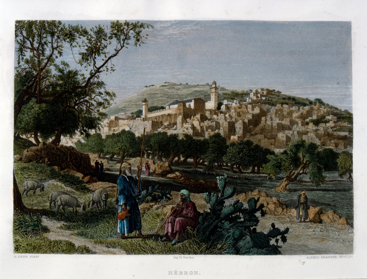 Hebron, amelyet Alfred Krausse metszett Harry Fenn képe után, megjelent a Festői Palesztinában, 1875 körül alkotó: Harry ) Fenn